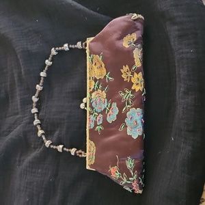 Vintage floral beaded clutch with beaded strap